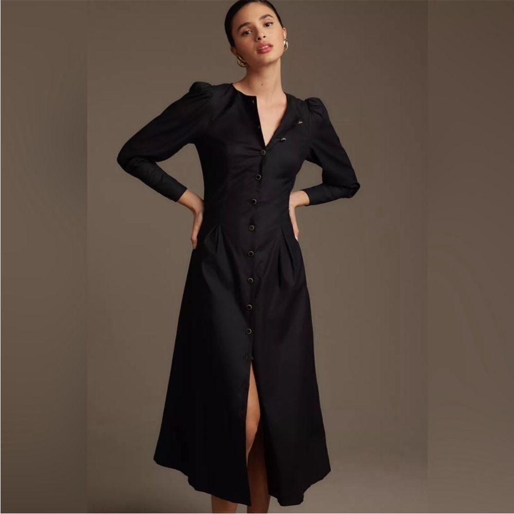 Reformation Halia Long-Sleeve  Button-Front Midi Dress